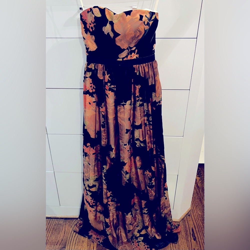 NWOT VELVET AND MESH BAXK CORSETED DRESS